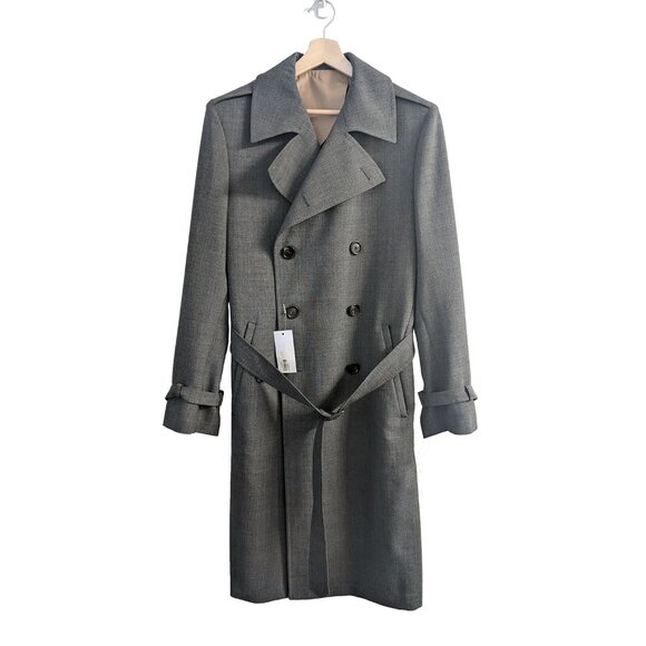 NEW Lardini Double-Breasted Wool Trench Coat 100% Mohair 40US - Picture 1 of 8